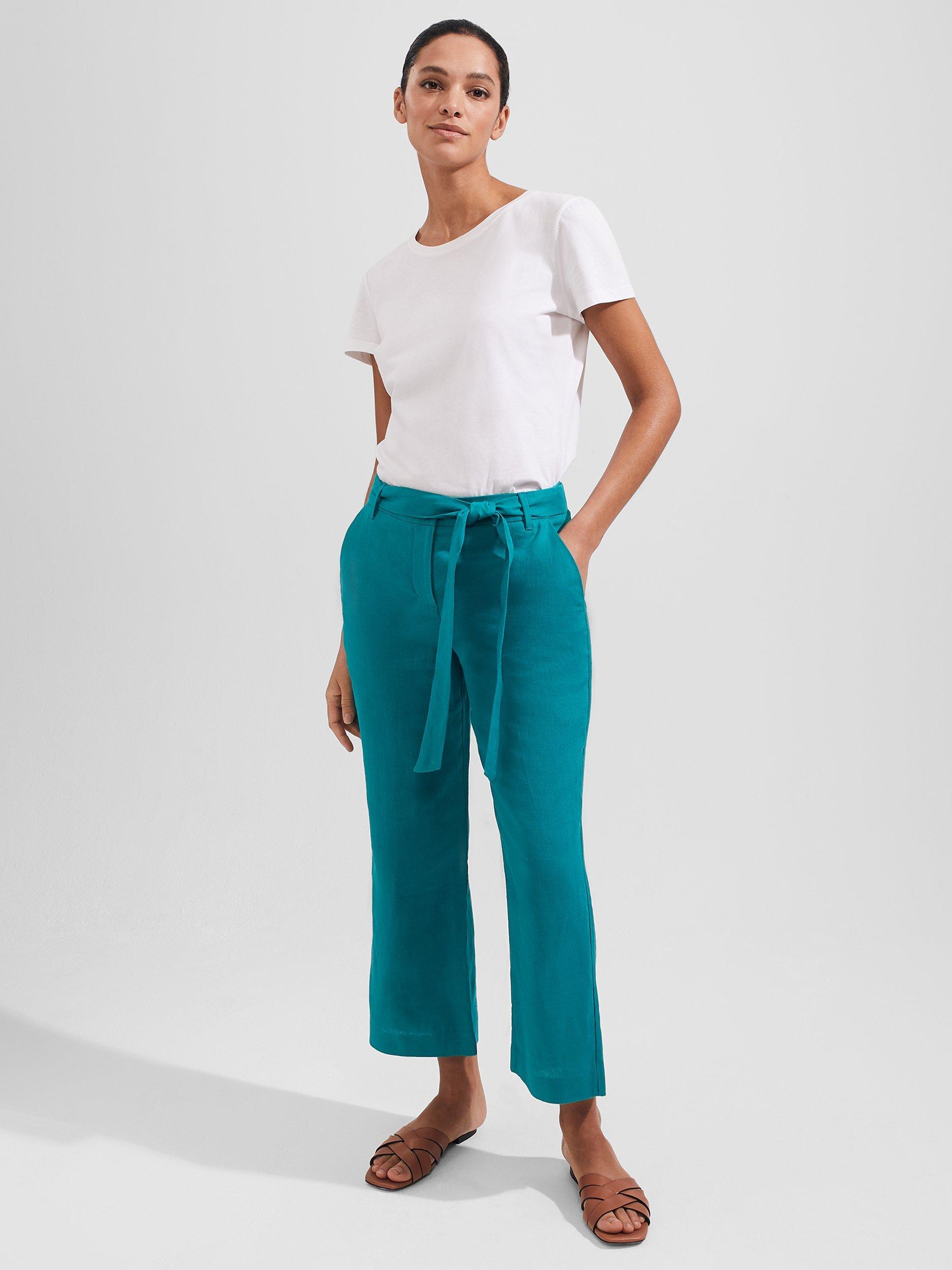 Hobbs Jacqui Crop Trousers, Lagoon Green