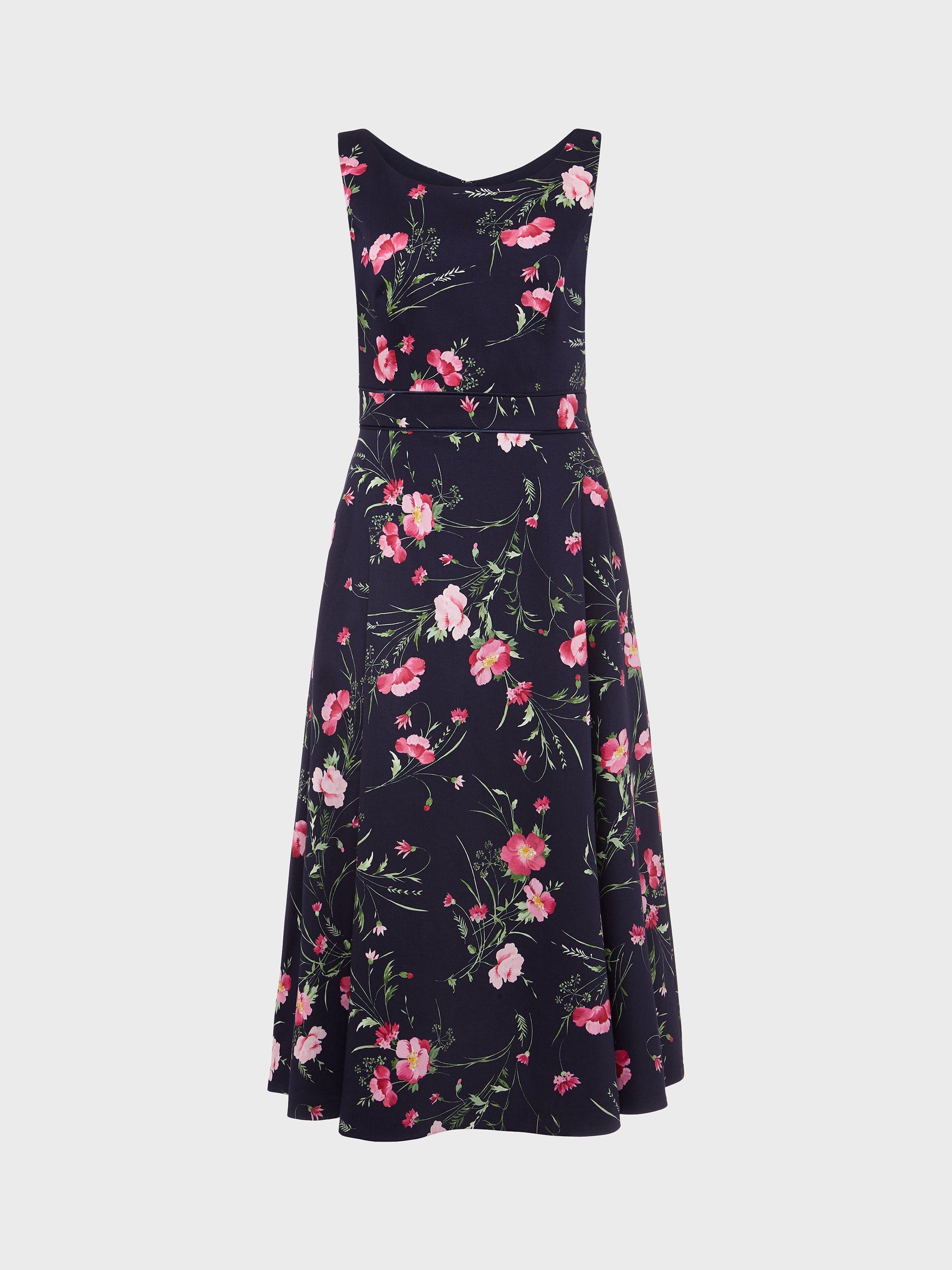 Product image 7 of 7, which shows Hobbs Kassandra Midi Dress, Navy/Multi, 6