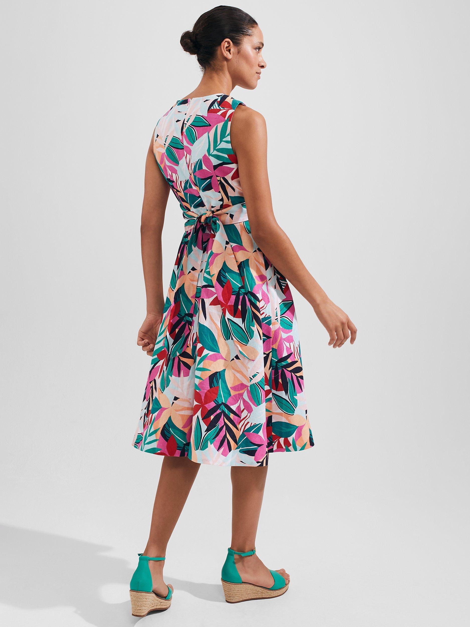 Product image 4 of 5, which shows Hobbs Mariella Floral Linen Dress, Multi, 6