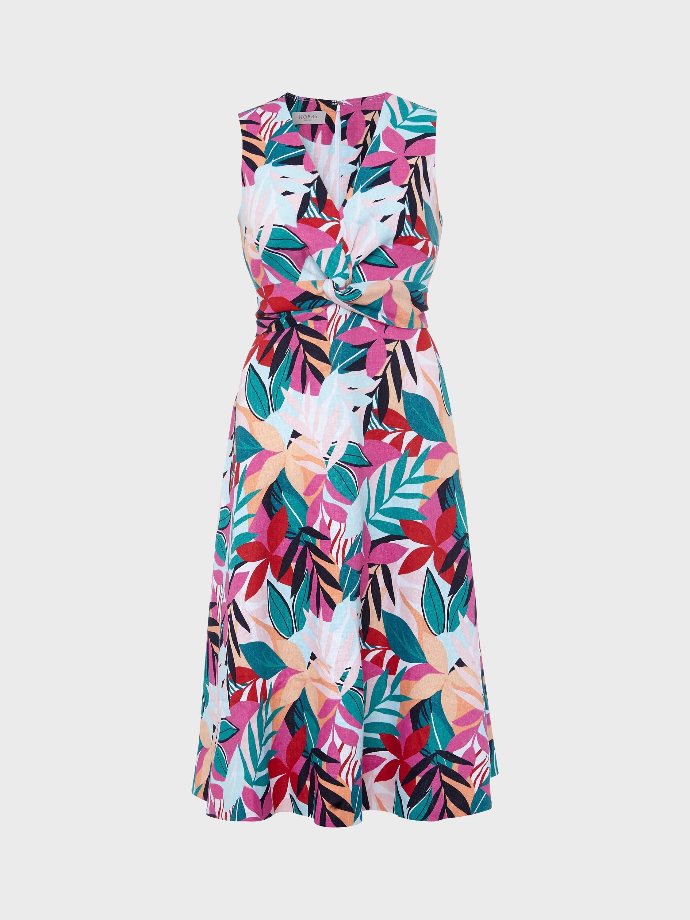 Product image 5 of 5, which shows Hobbs Mariella Floral Linen Dress, Multi, 6