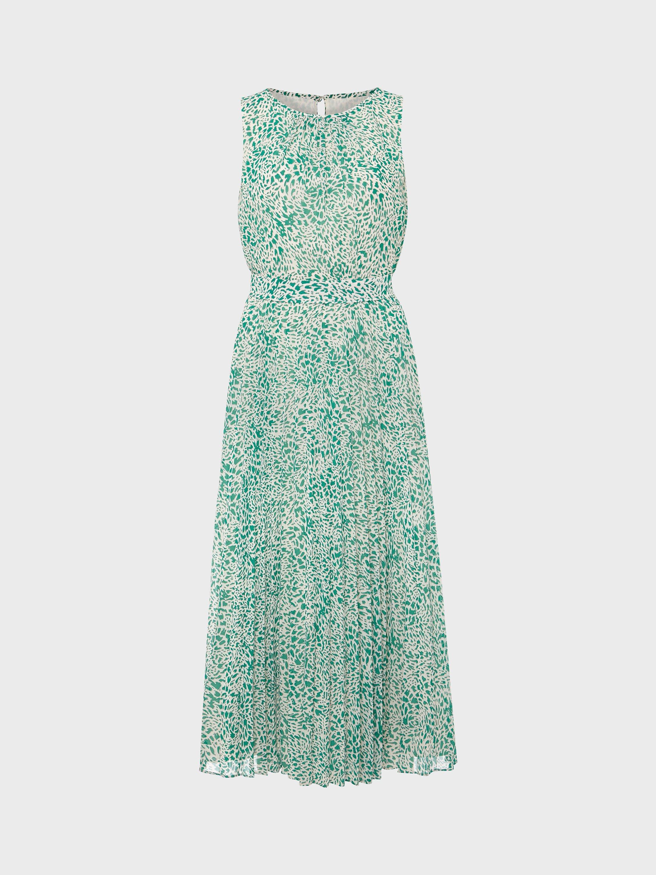 Product image 8 of 8, which shows Hobbs Blythe Midi Dress, Green/White, 22
