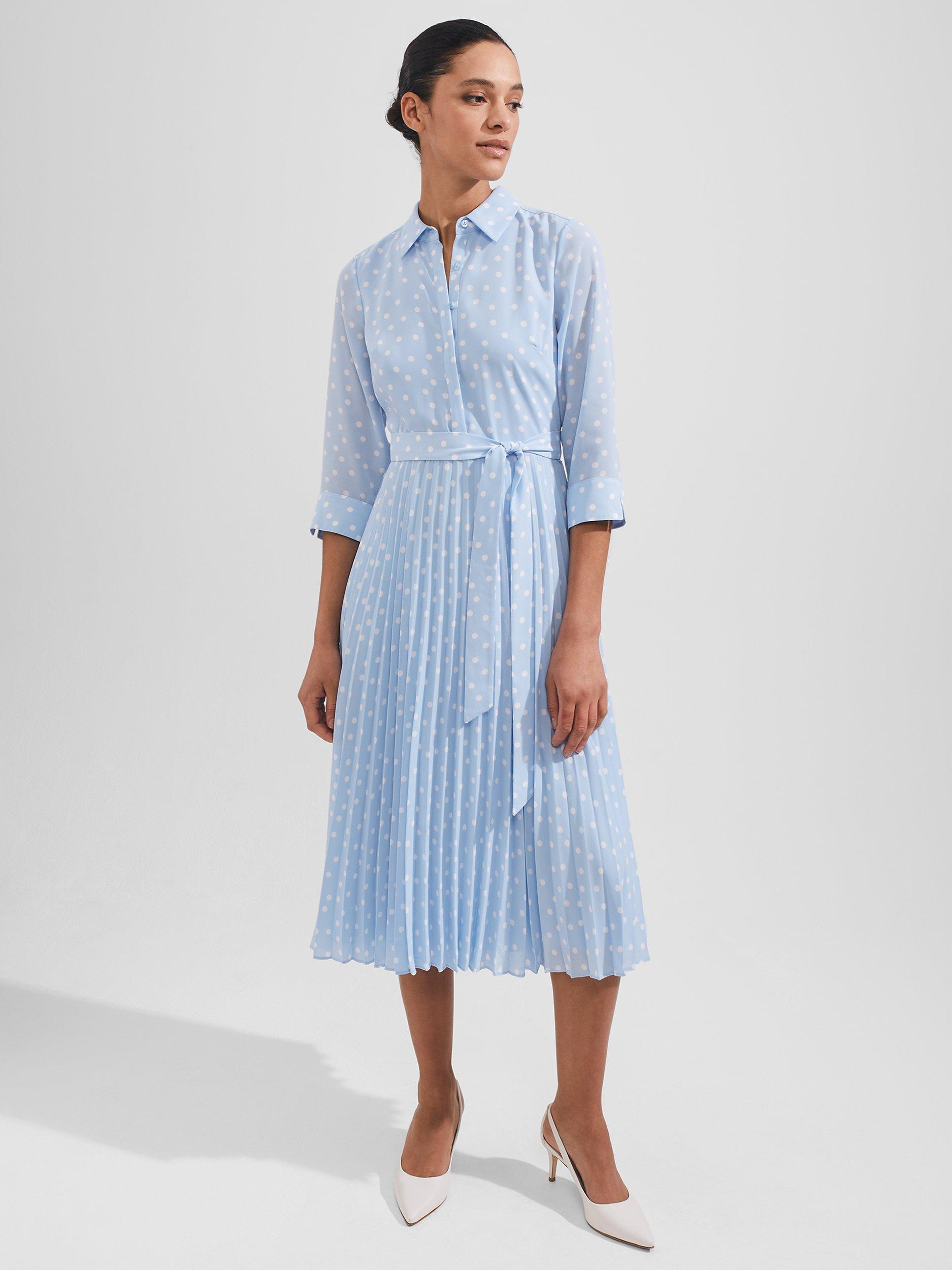 Hobbs Leona Spot Shirt Dress, Blue