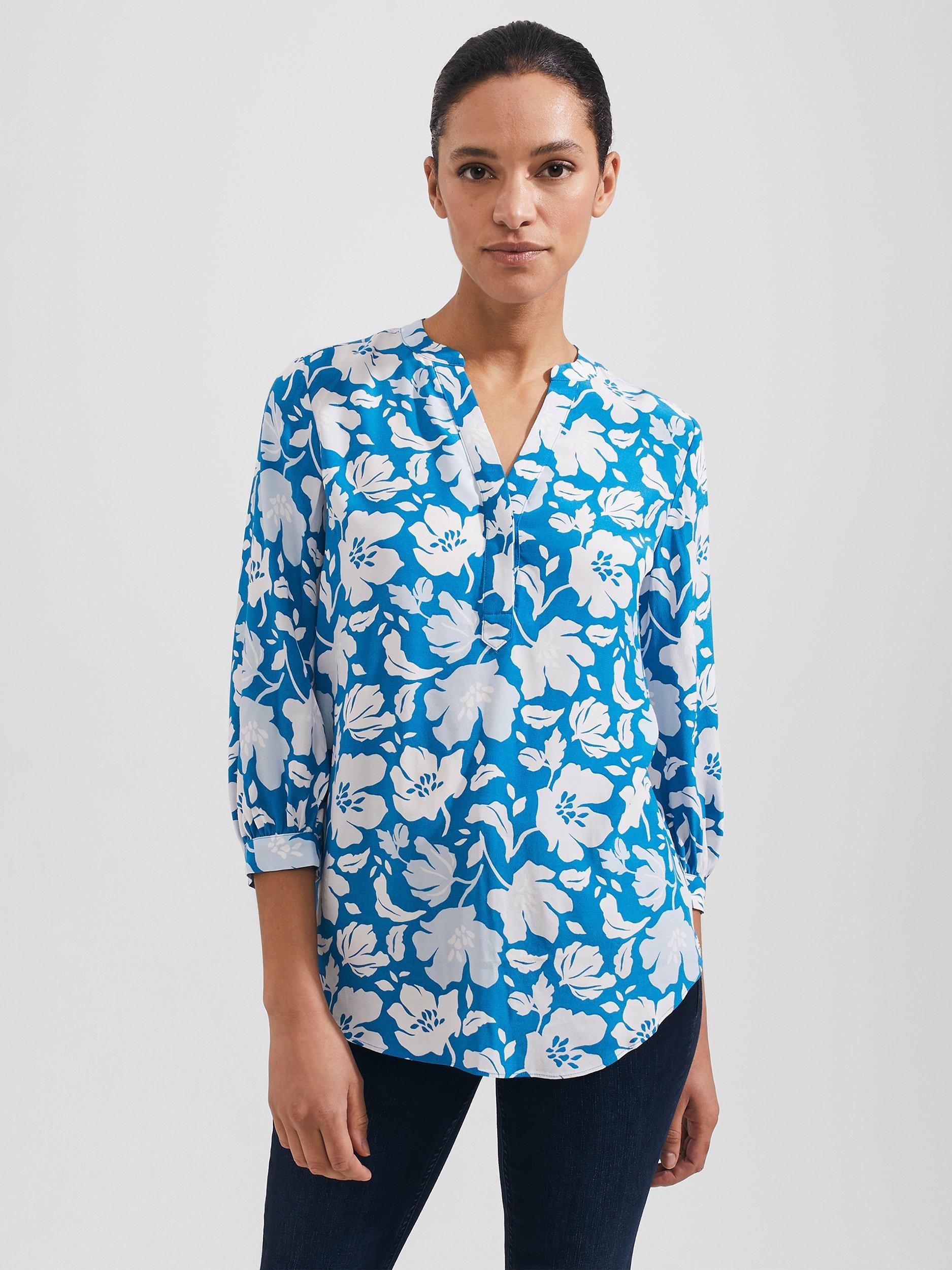 Hobbs Essie Floral Blouse, Imperial Blue