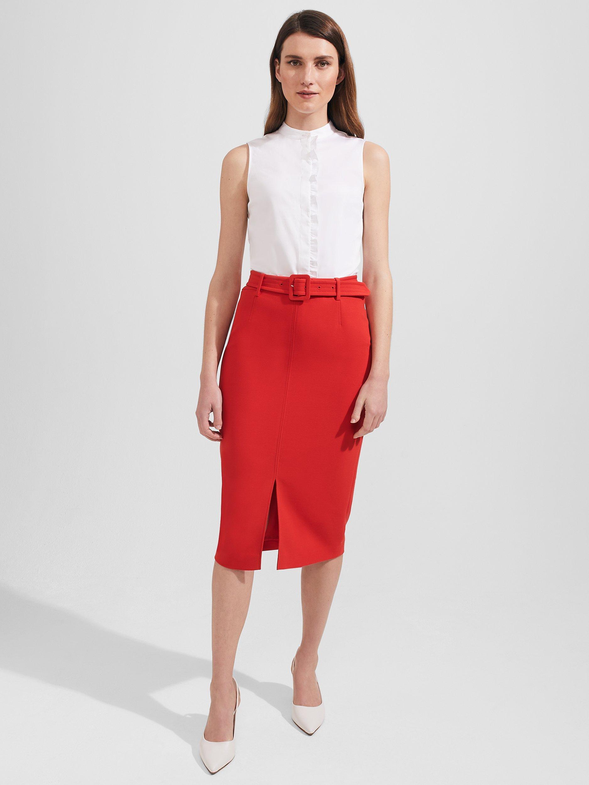 Hobbs Andie Pencil Skirt Flame Red