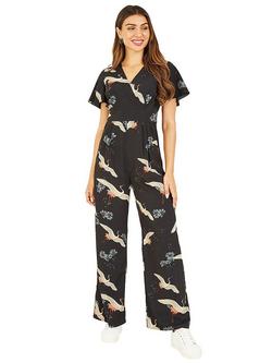 Yumi Floral Print Wrap Jumpsuit, Black, Black