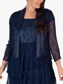 chesca Crush Pleated Chiffon Jacket, Navy, Navy