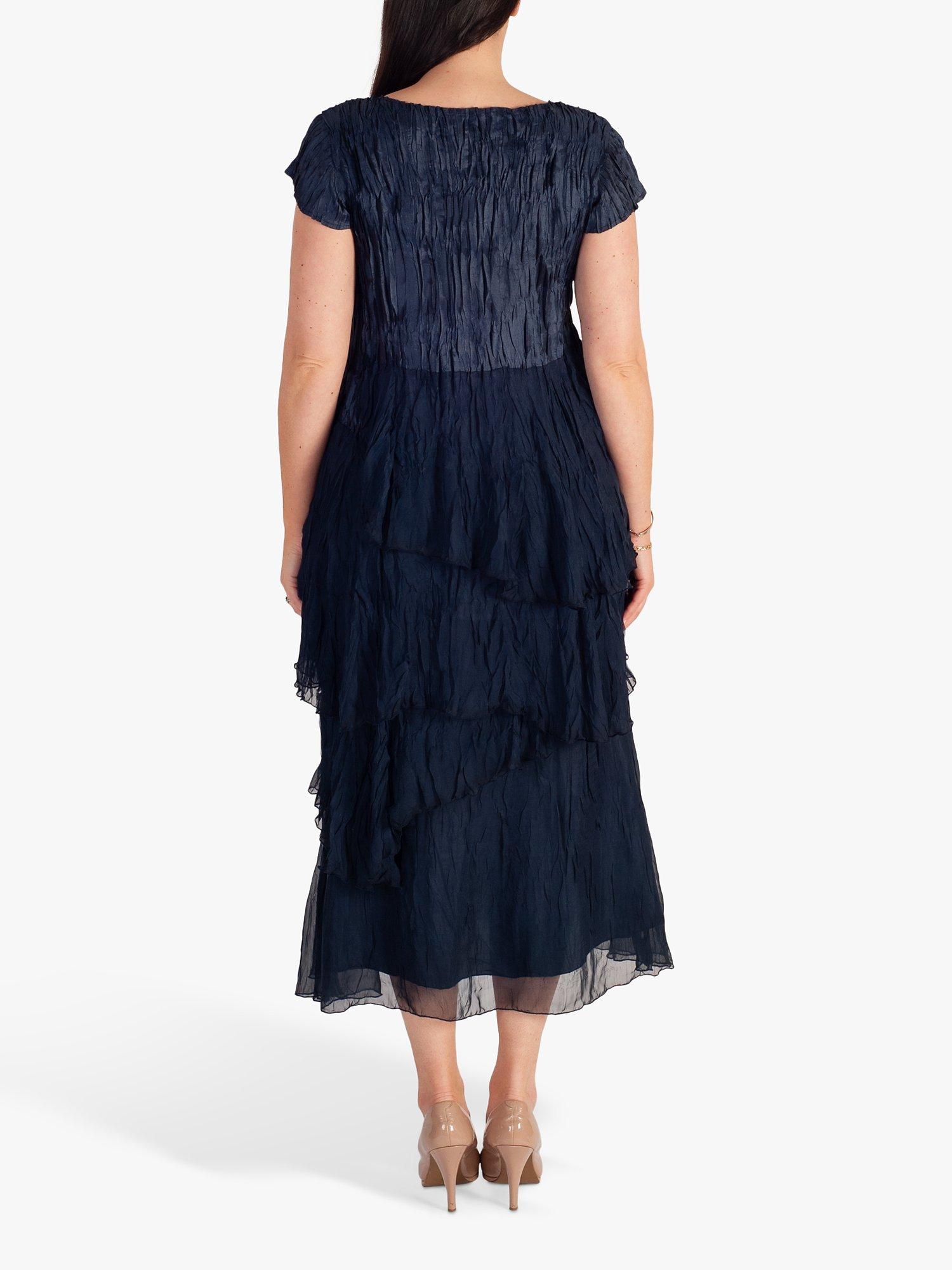 Product image 2 of 6, which shows chesca Crush Pleat Midi Dress, Navy, 12-14