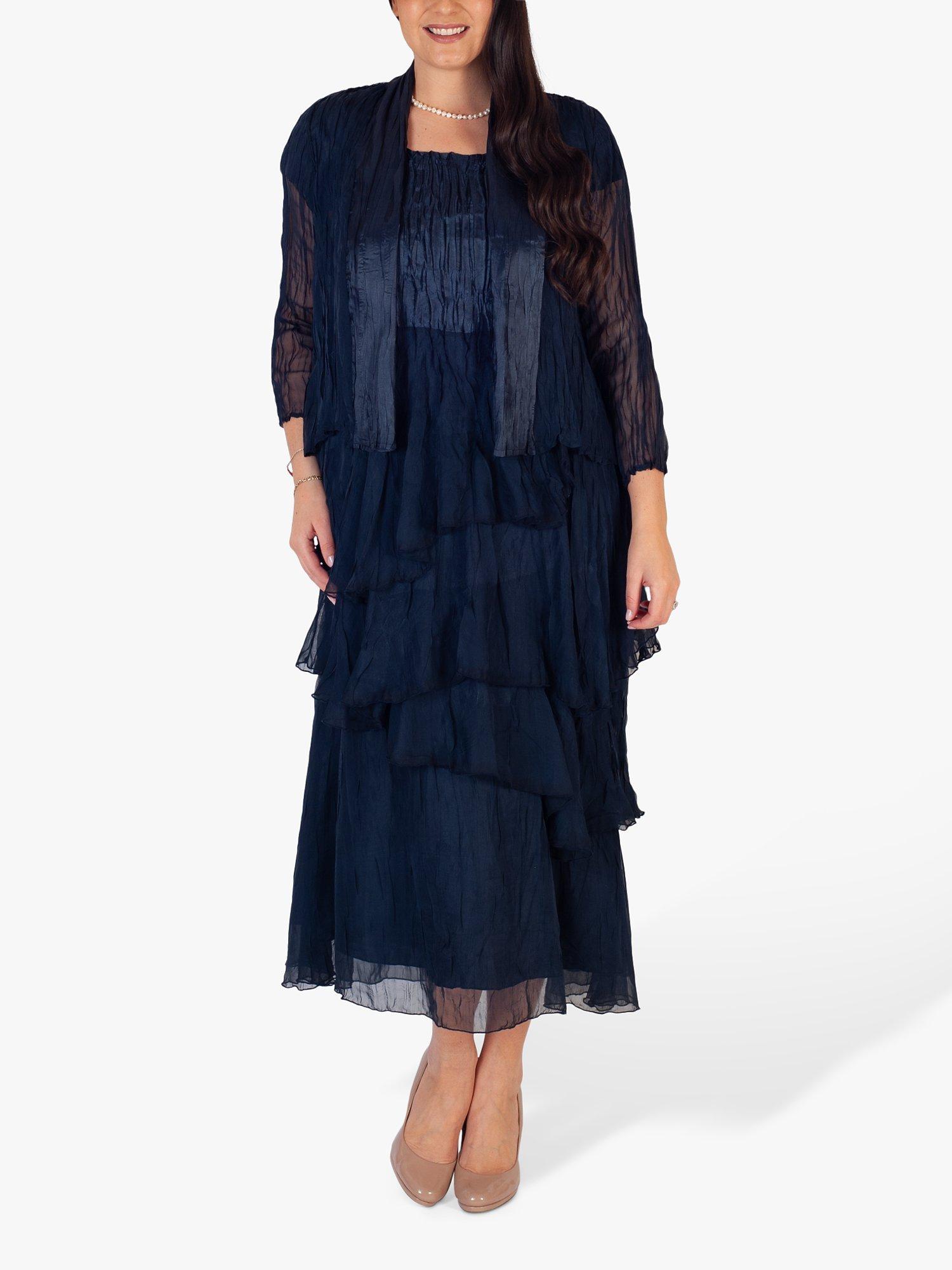 Product image 4 of 6, which shows chesca Crush Pleat Midi Dress, Navy, 12-14