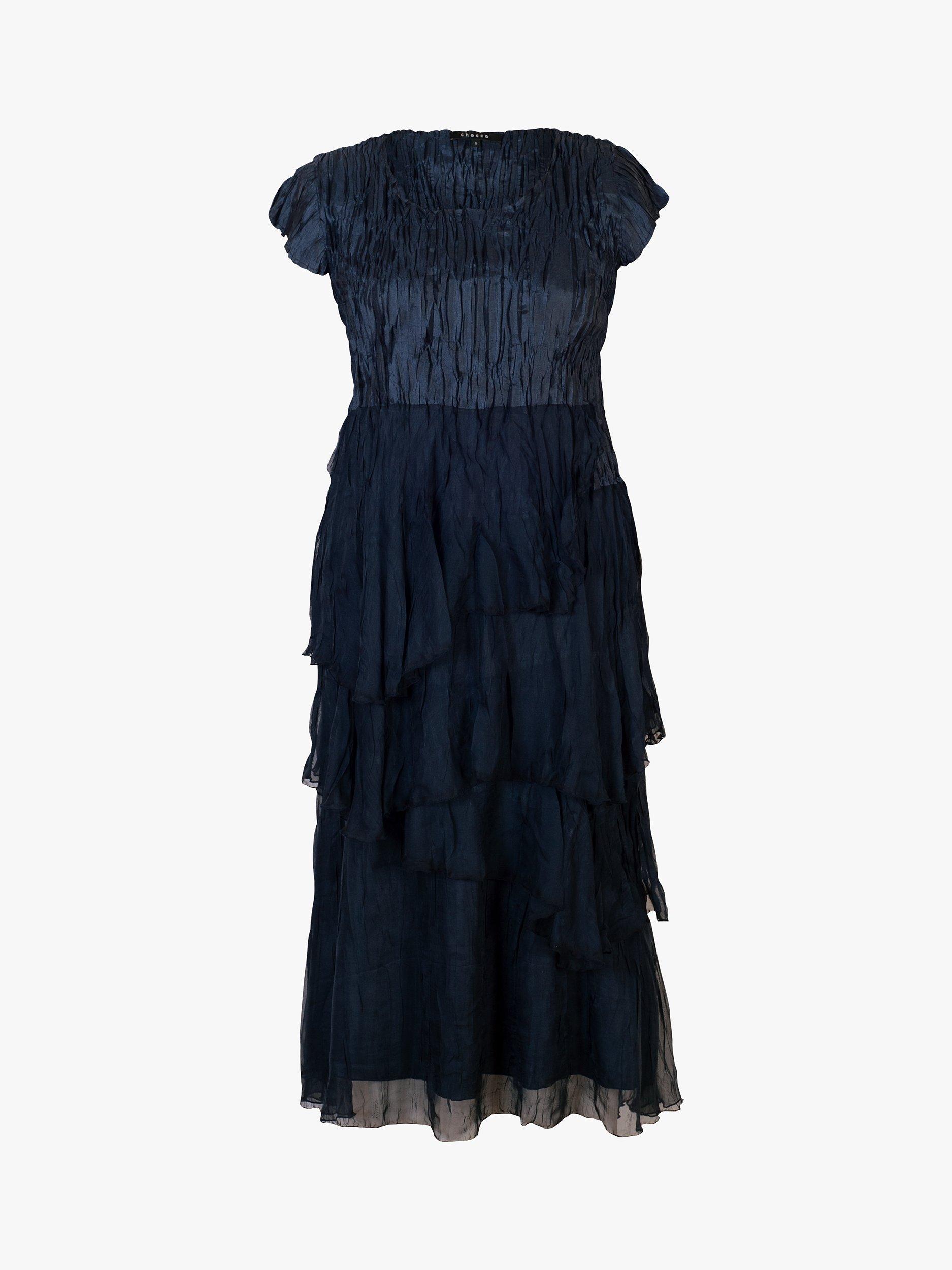 Product image 5 of 6, which shows chesca Crush Pleat Midi Dress, Navy, 12-14