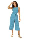 Mela London Ditsy Daisy Sleeveless Culotte Jumpsuit, Teal