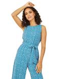 Mela London Ditsy Daisy Sleeveless Culotte Jumpsuit, Teal