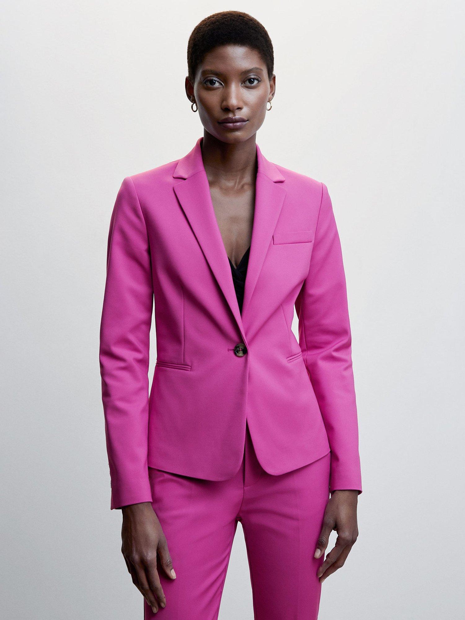 Mango Macaroni Fitted Suit Jacket, Medium Purple