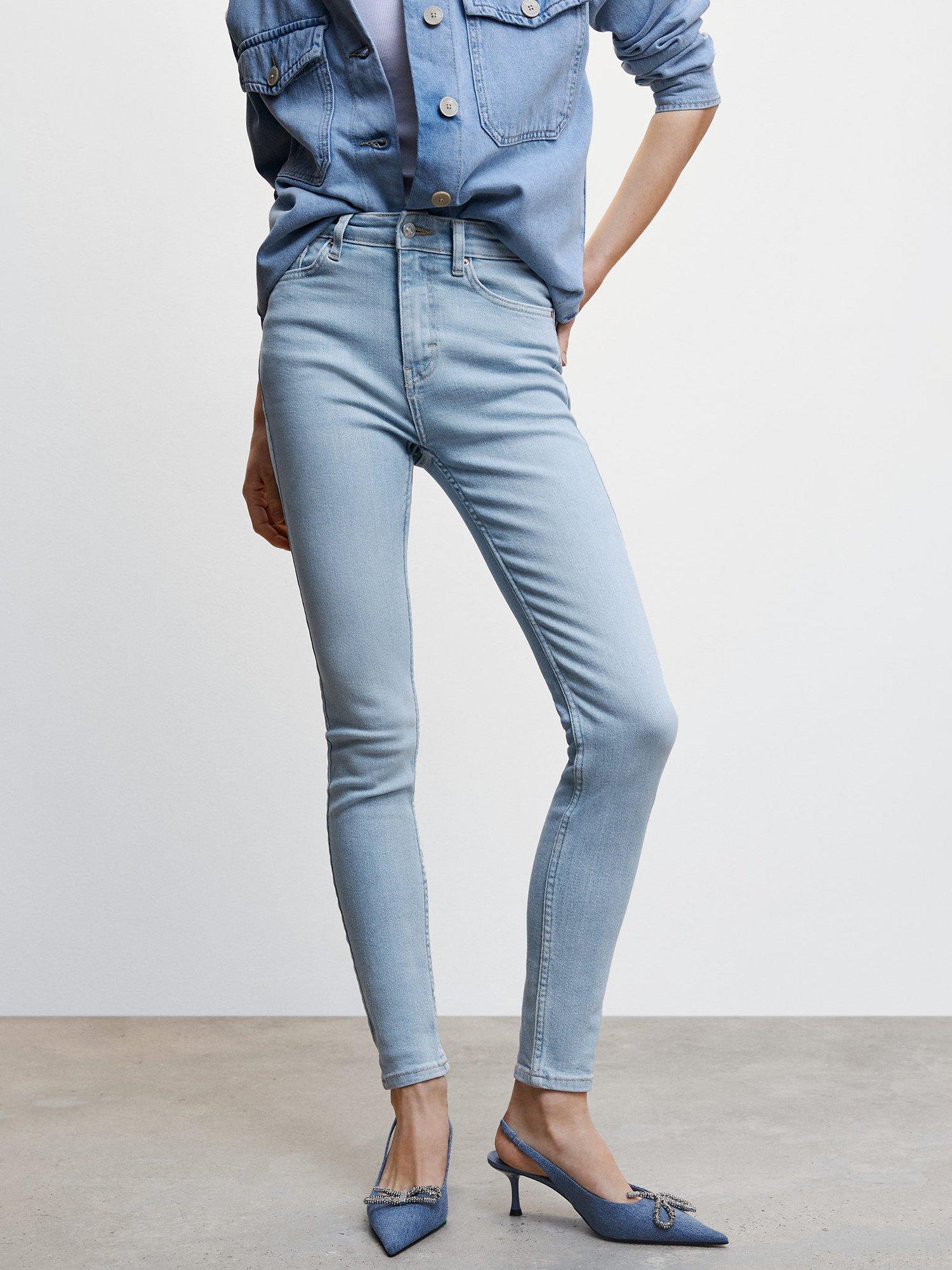 Mango High Rise Skinny Soho Jeans, Light Blue