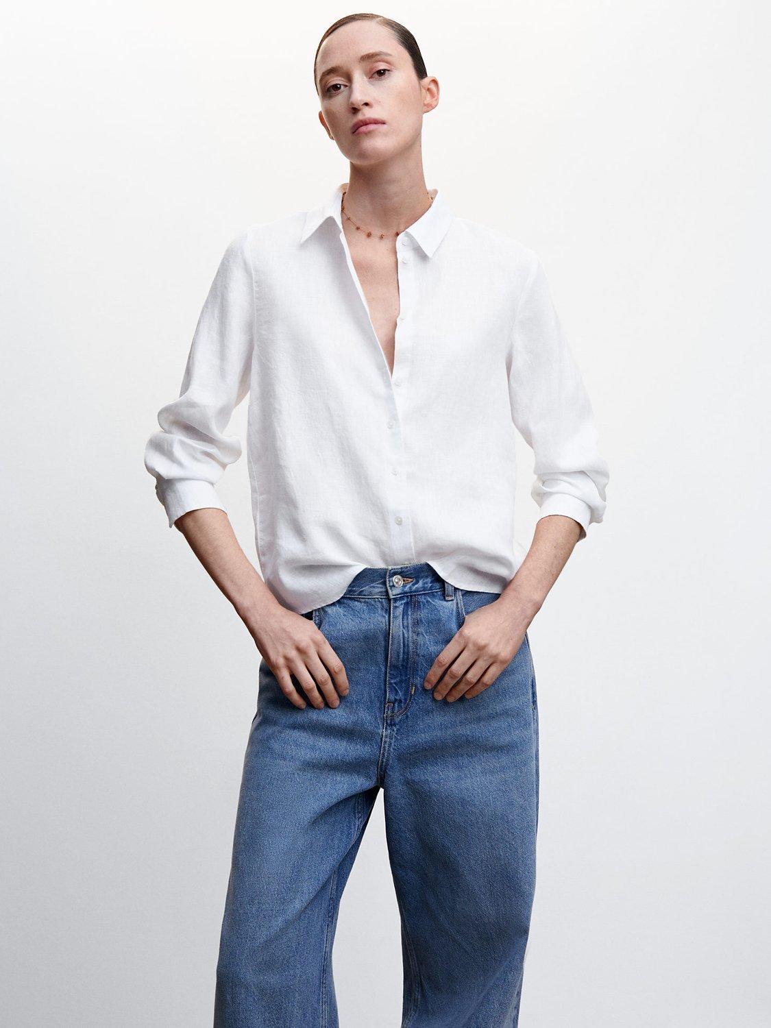 Mango Lino Plain Long Sleeve Linen Shirt