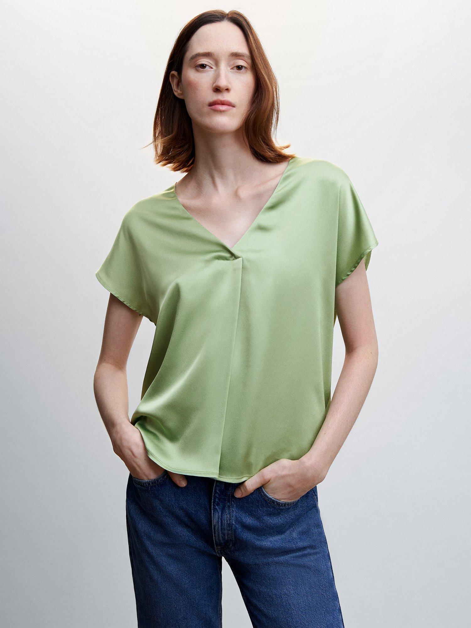 Mango Bili Satin V-Neck T-Shirt