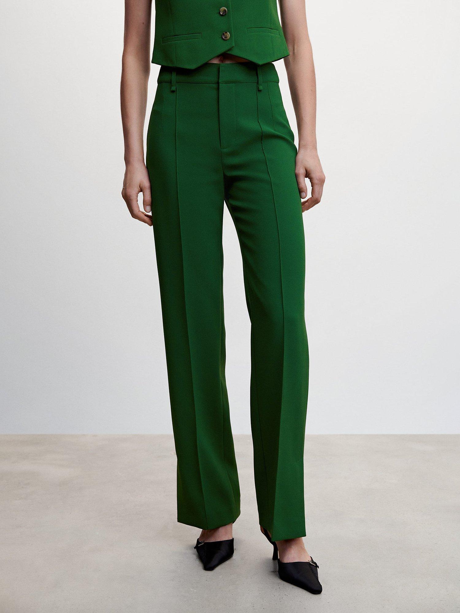 Mango Maca Straight Leg Suit Trousers, Green