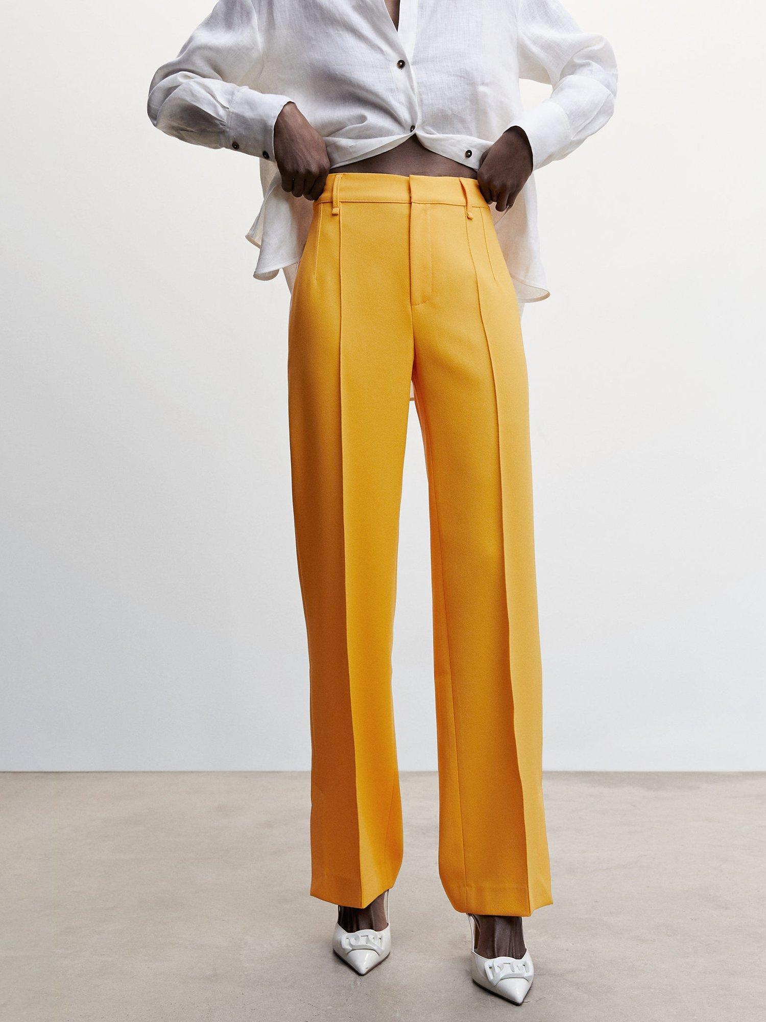 Mango Maca Straight Leg Suit Trousers, Medium Yellow