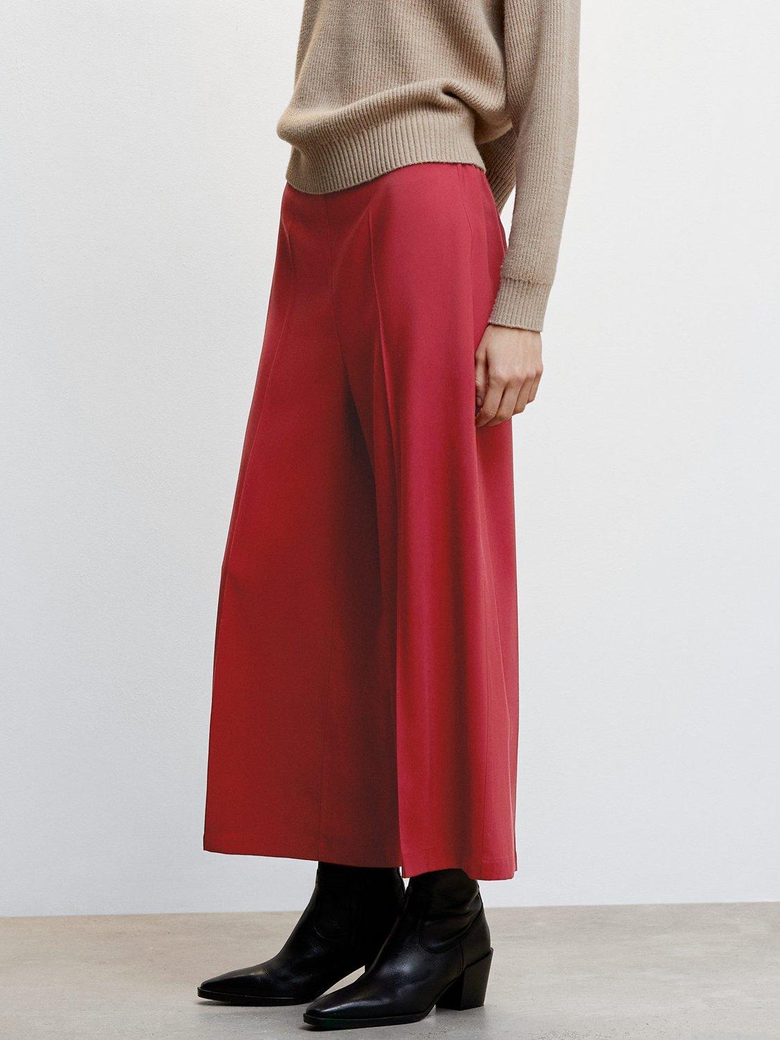 Mango Lido Cropped Wide Leg Trousers, Red
