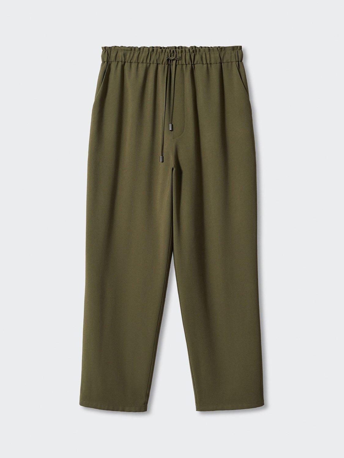Product image 3 of 6, which shows Mango Fluido Drawstring Trousers, Khaki, XS