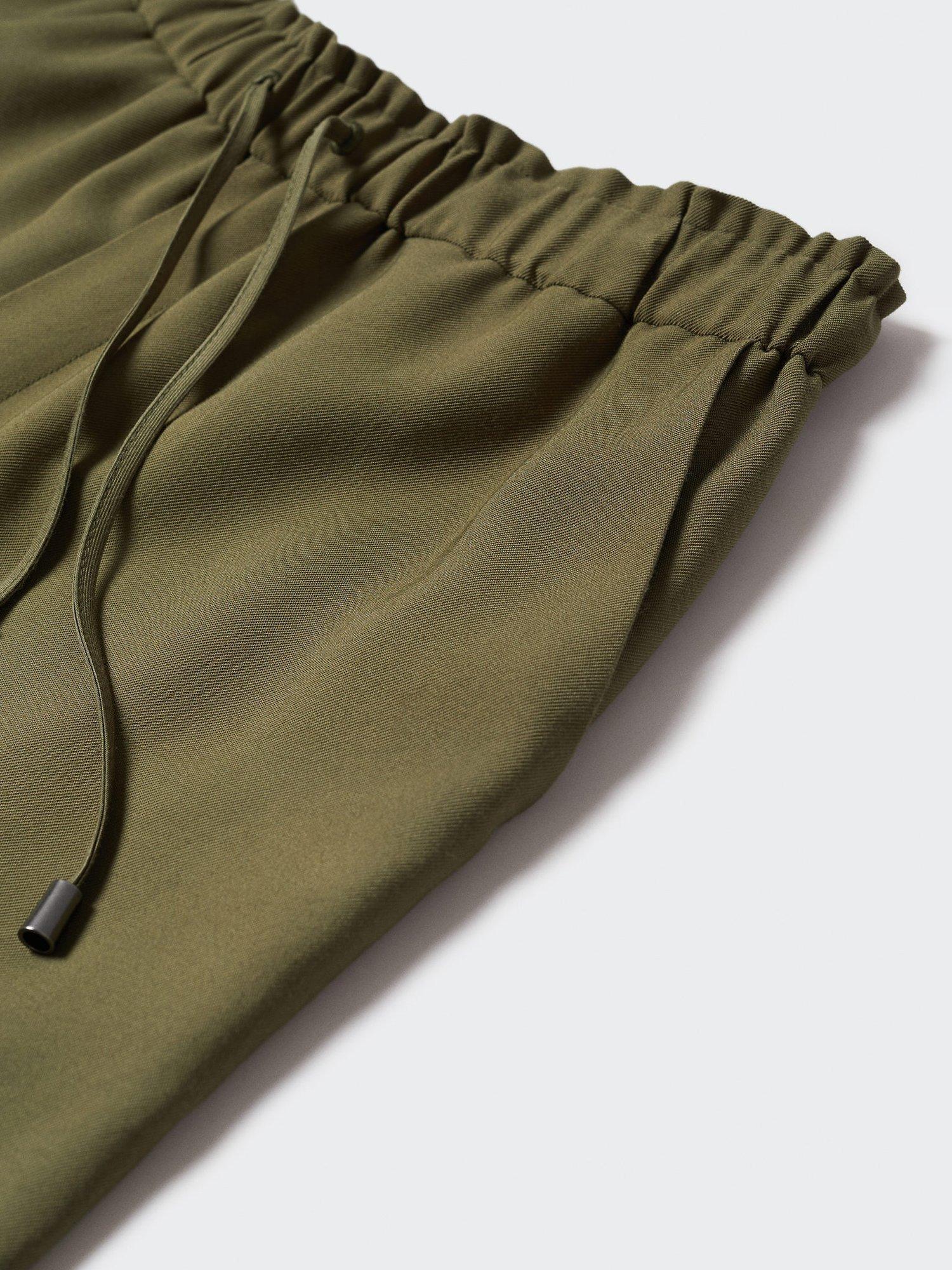 Product image 6 of 6, which shows Mango Fluido Drawstring Trousers, Khaki, XS