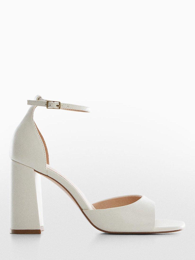 Mango Sun Block Heel Leather Sandals, Off White