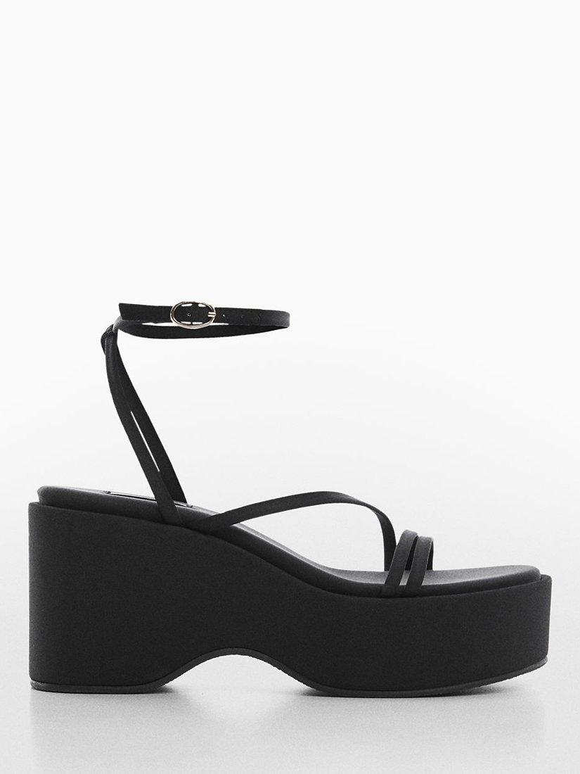 Mango Bona Platform Sandals, Black