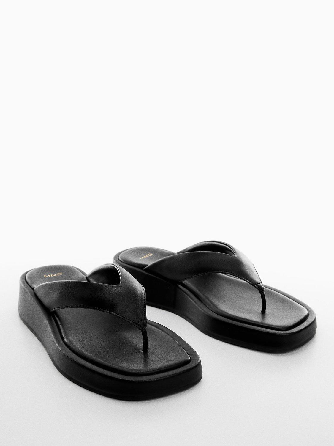 Mango Simi Flat T-Bar Sandals, Black