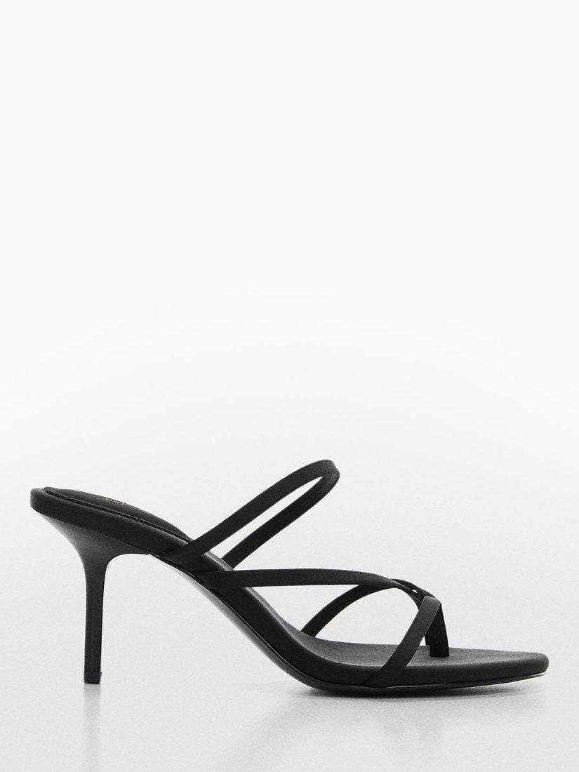 Mango Cross Strap Stiletto Heel Sandals, Black