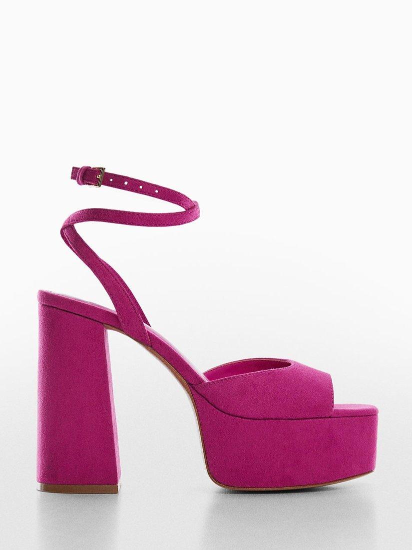 Product image 3 of 5, which shows Mango Sou Platform Ankle Cuff Sandals, Bright Pink, 4