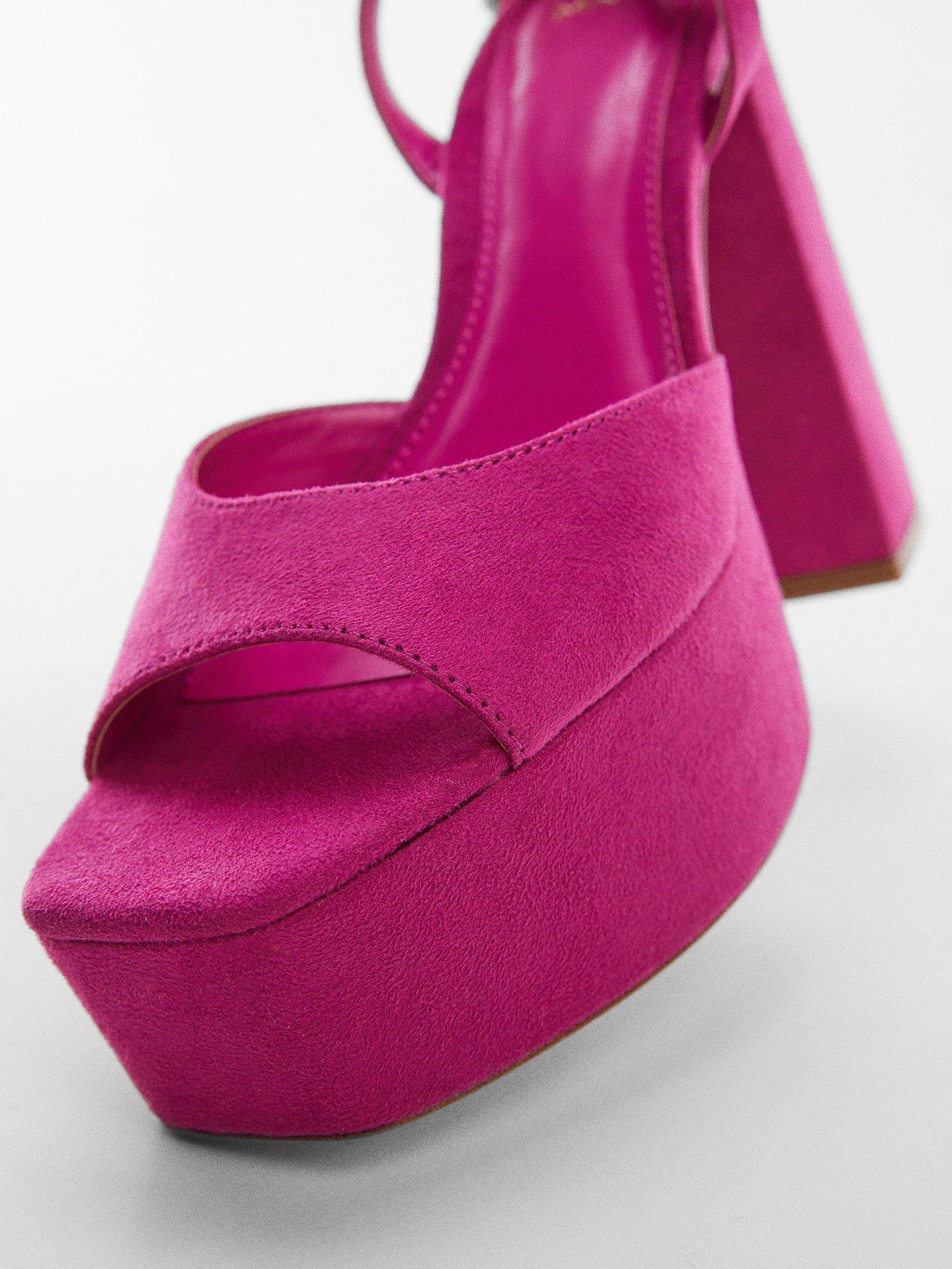 Product image 4 of 5, which shows Mango Sou Platform Ankle Cuff Sandals, Bright Pink, 4