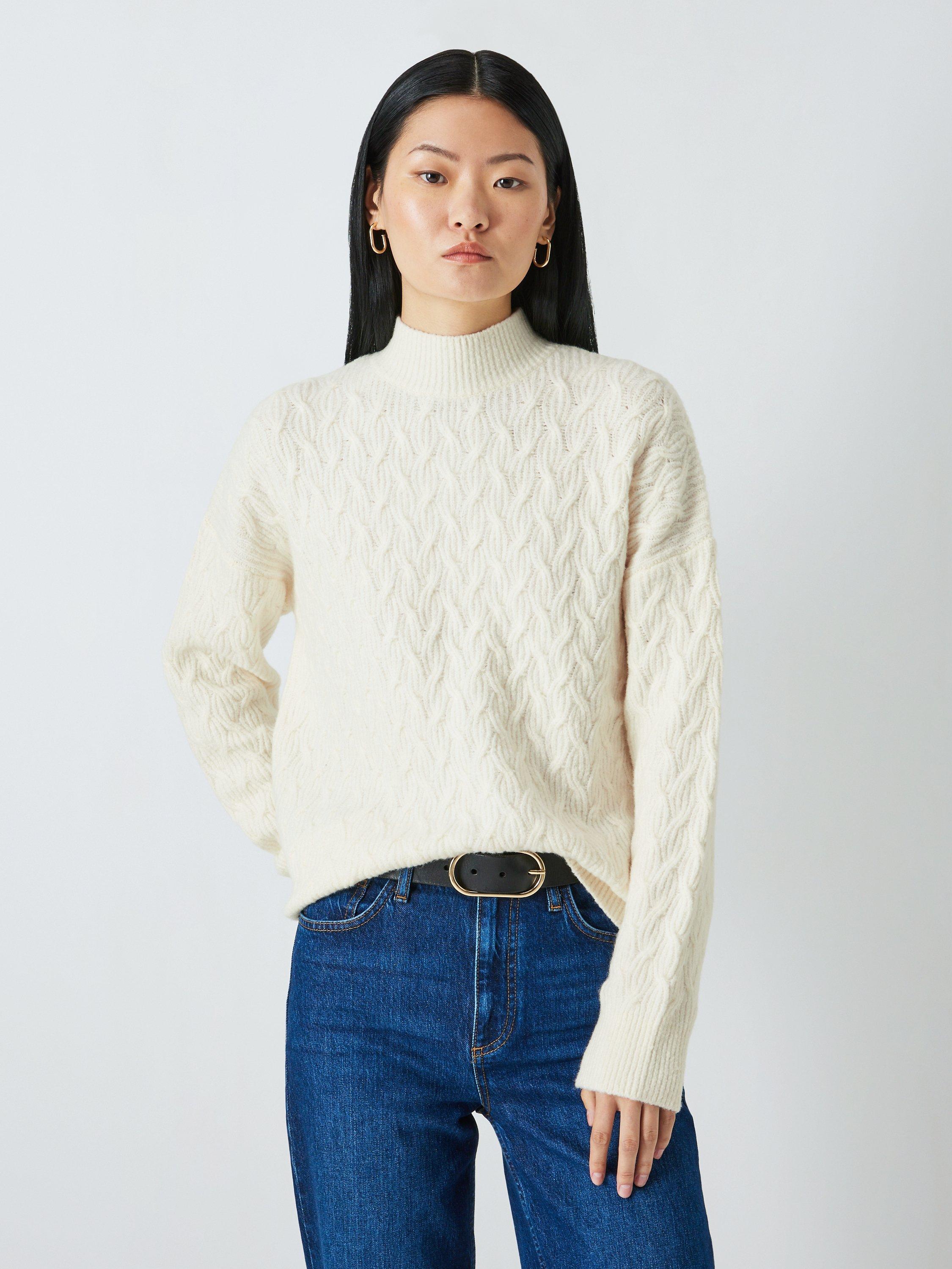 John Lewis Soft Funnel Neck Cotton Jumper, Off White