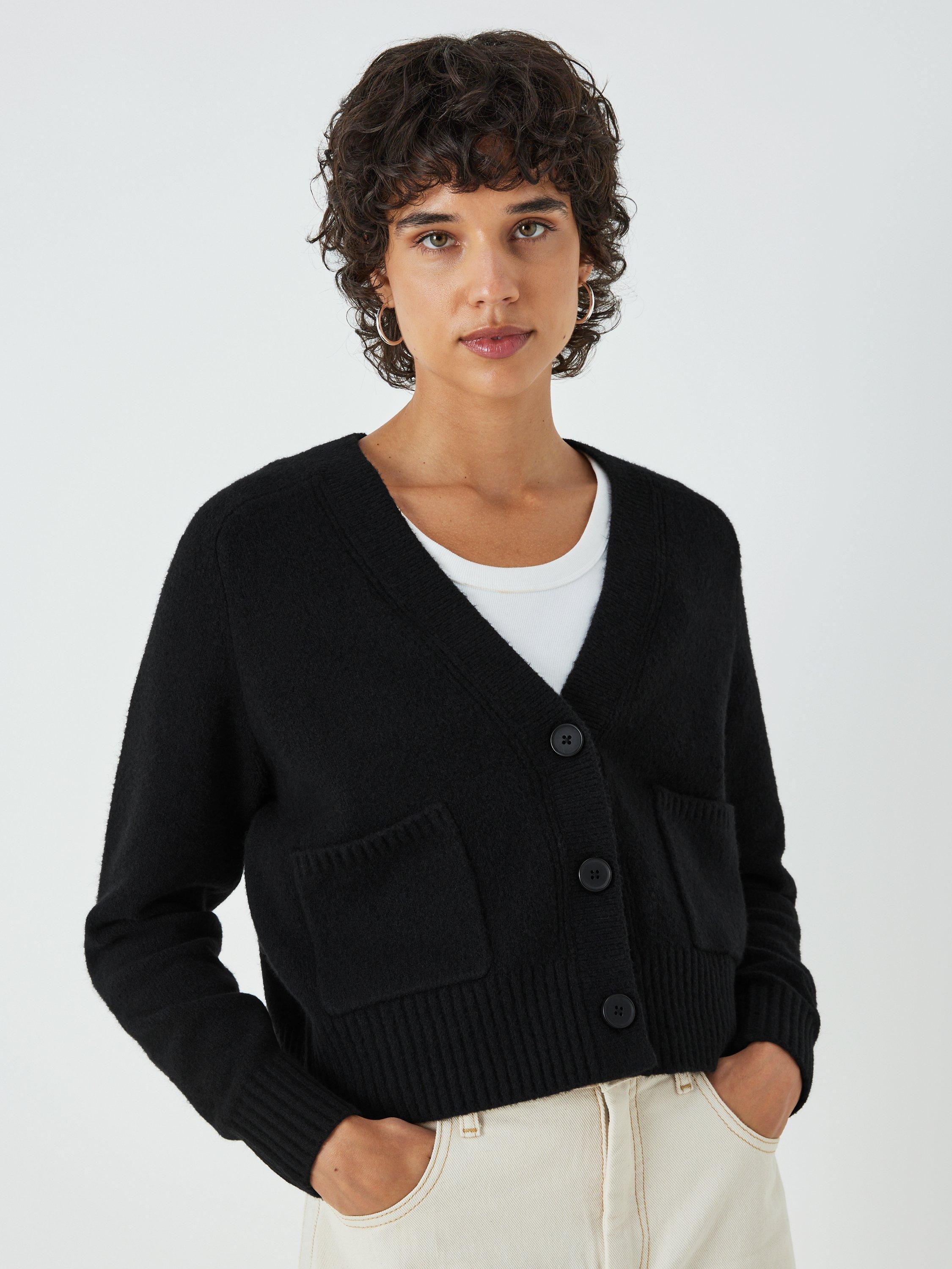 John Lewis Soft Pocket Cardigan, Black, 12