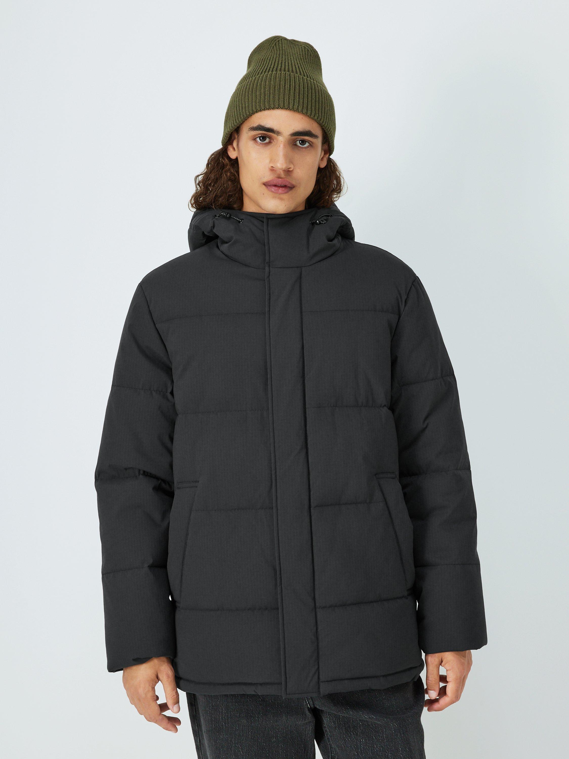 John Lewis ANYDAY Recycled Water Repellent Hooded Puffer Jacket Black