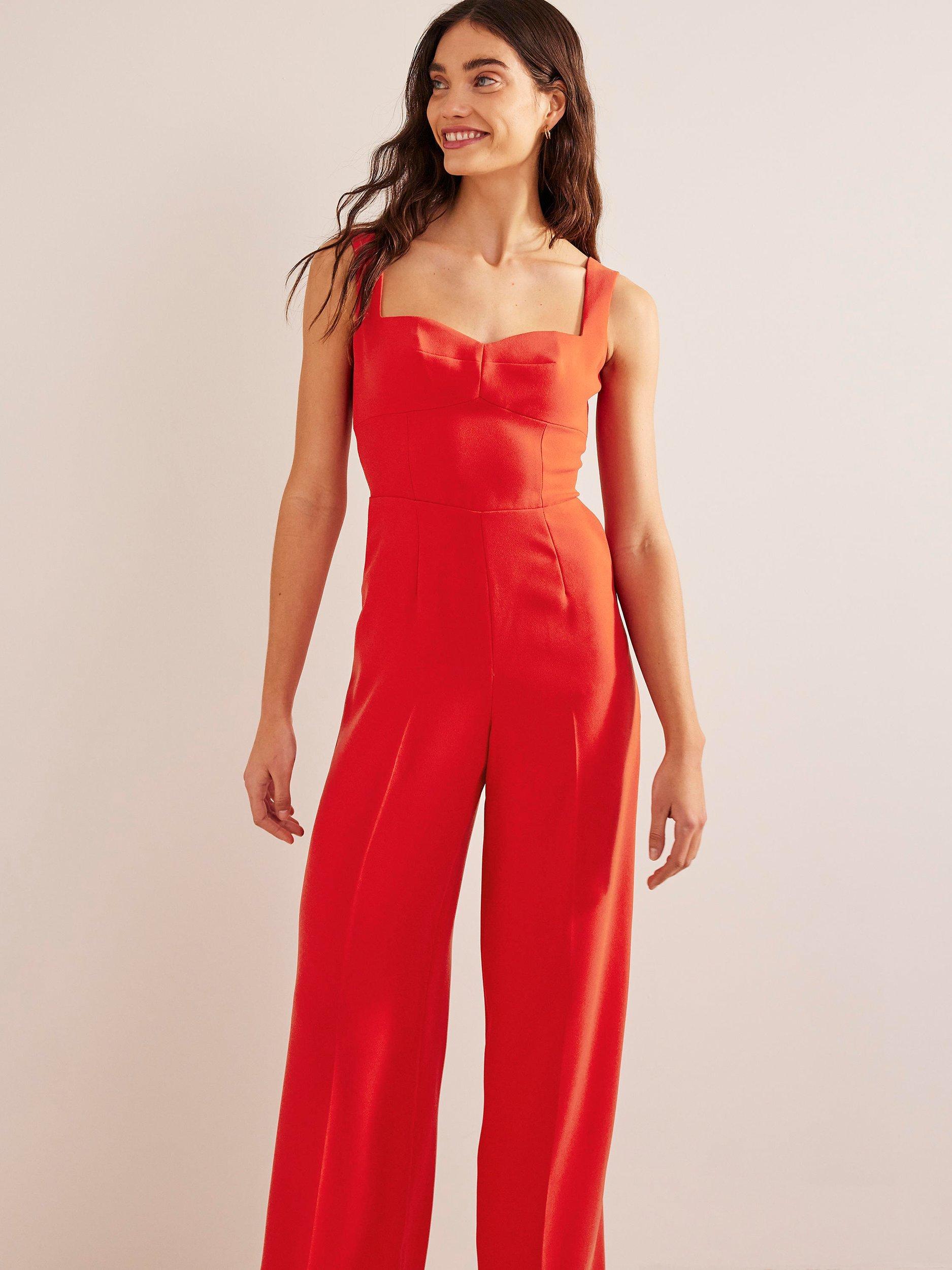 Boden Sweetheart Neckline Wide Leg Jumpsuit, Vermillion