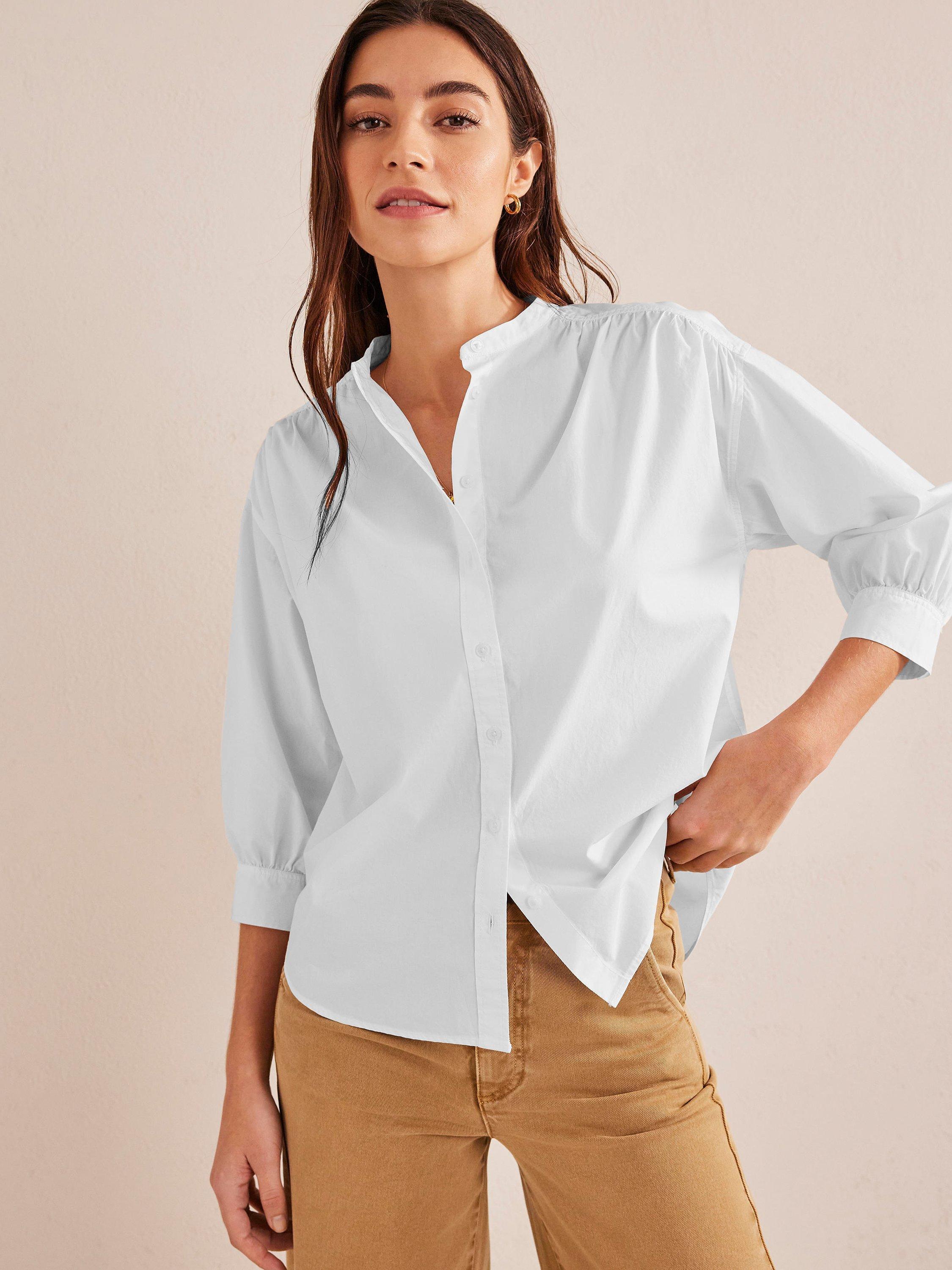Boden Relaxed Poplin Cotton Blouse, White