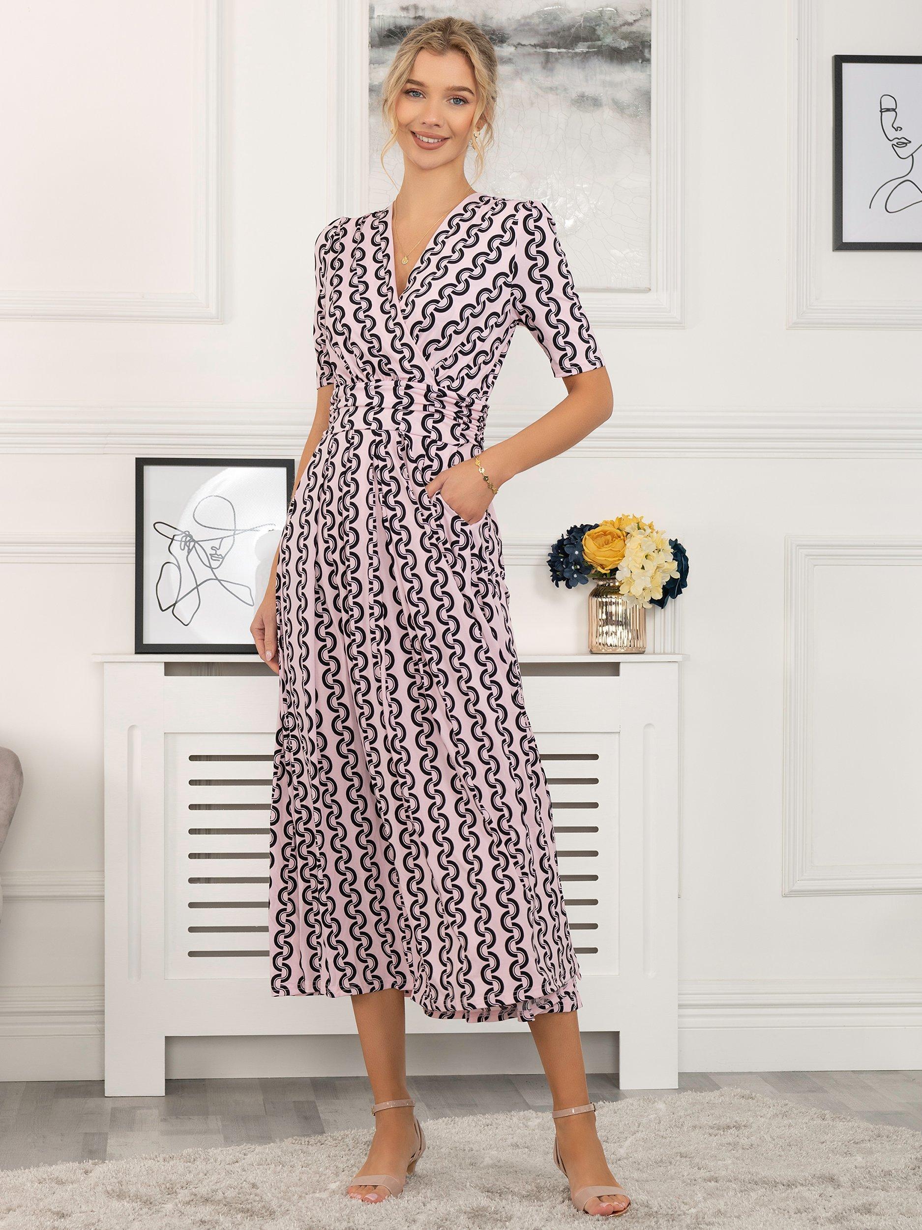 Jolie Moi Reece Geometric Print Maxi Dress, Pink
