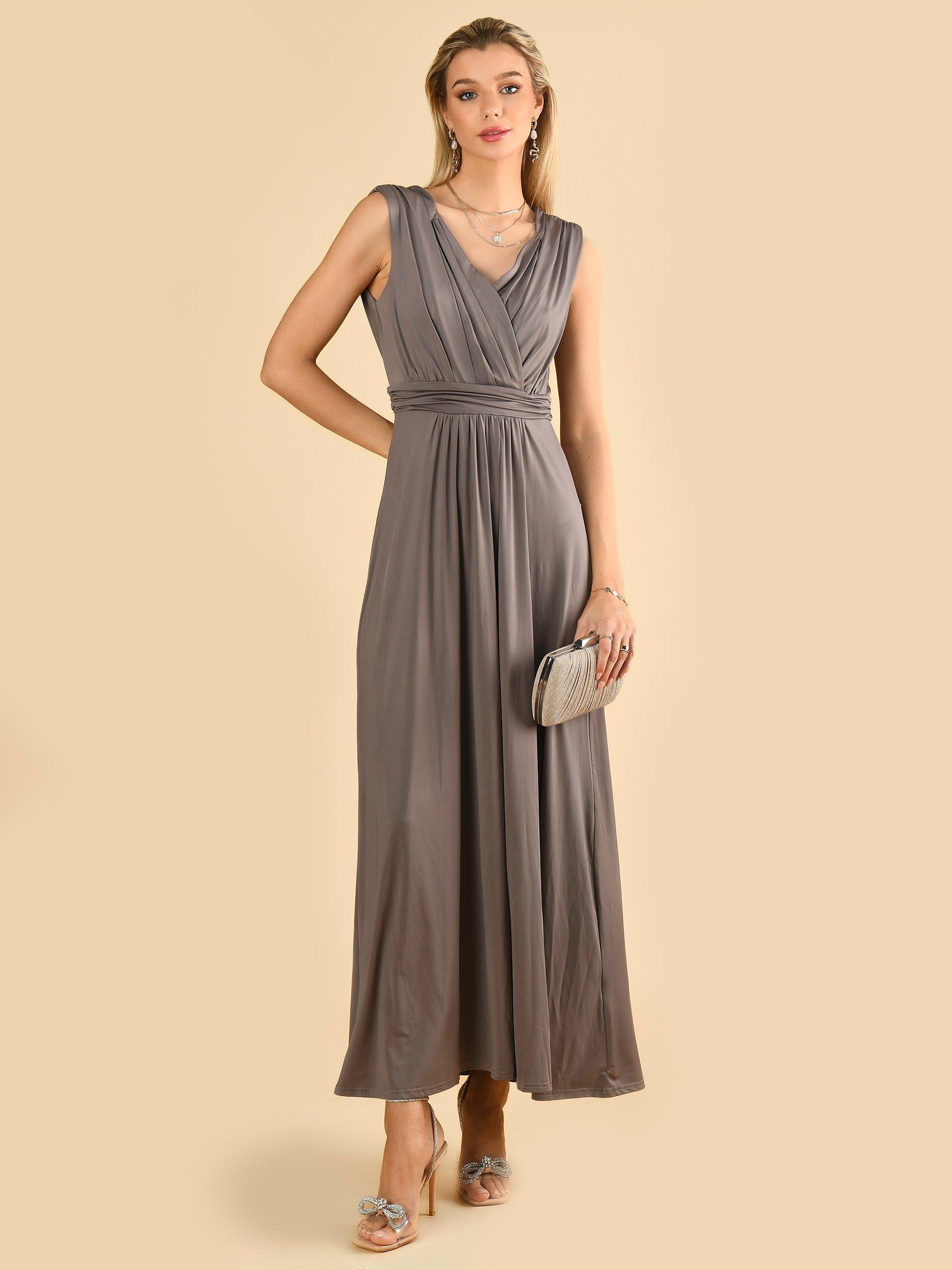 Jolie Moi Draped Maxi Dress, Grey