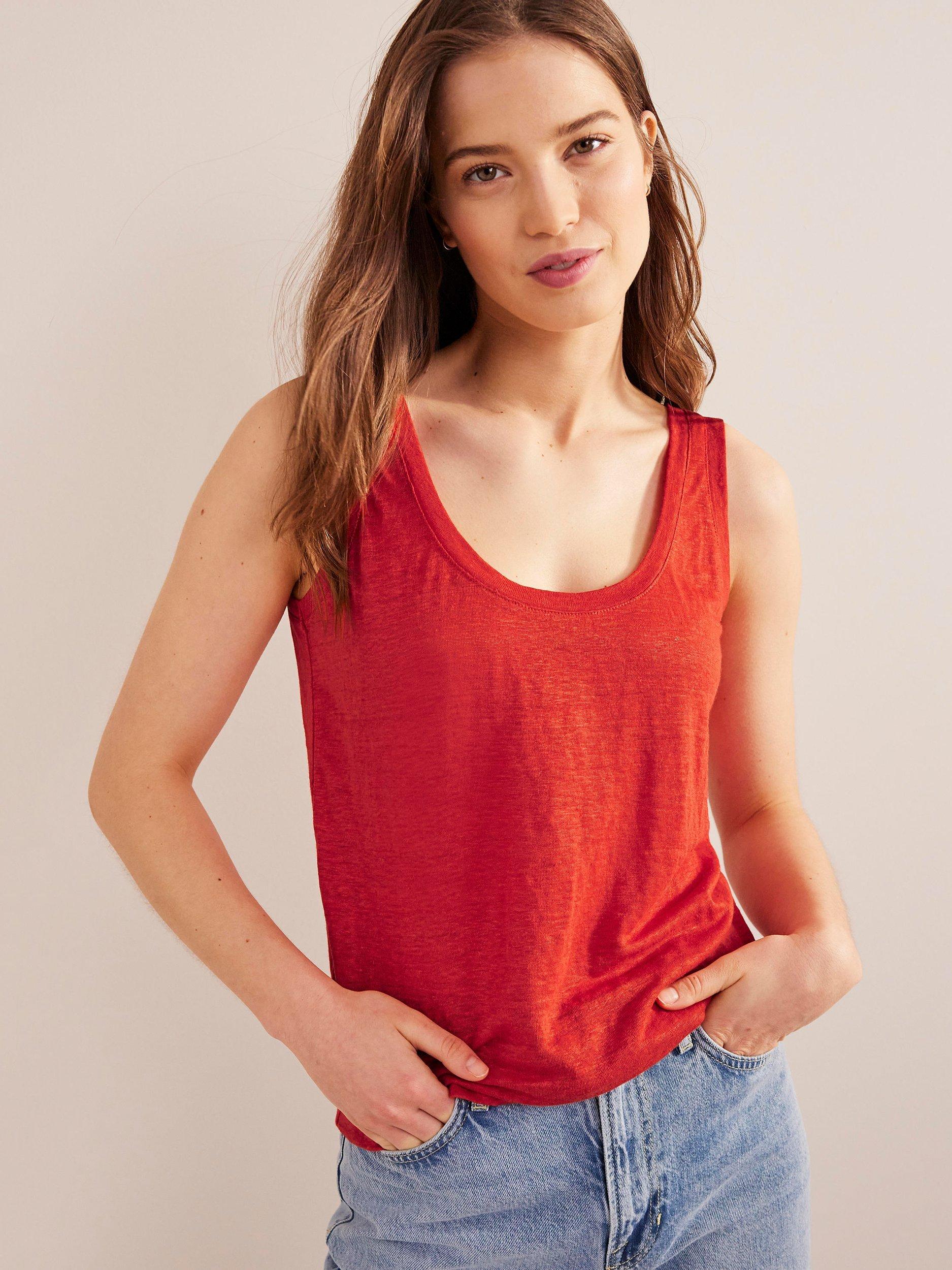Boden Scoop Neck Linen Vest Top