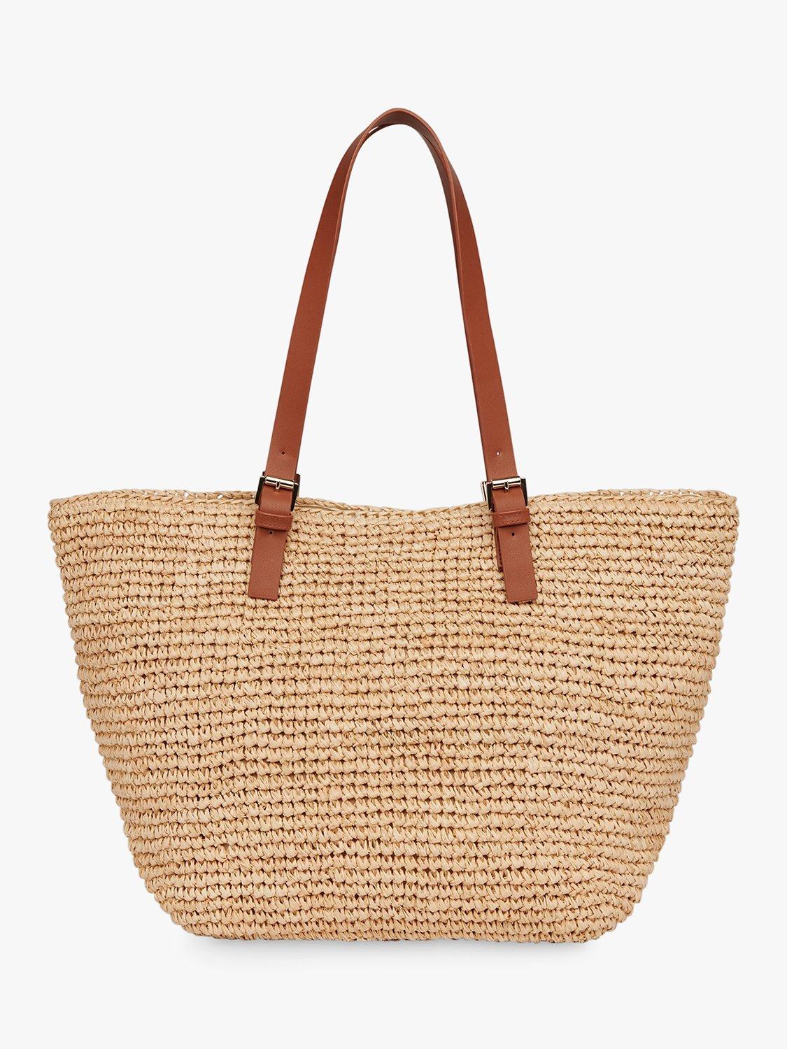Straw tote with leather handles online