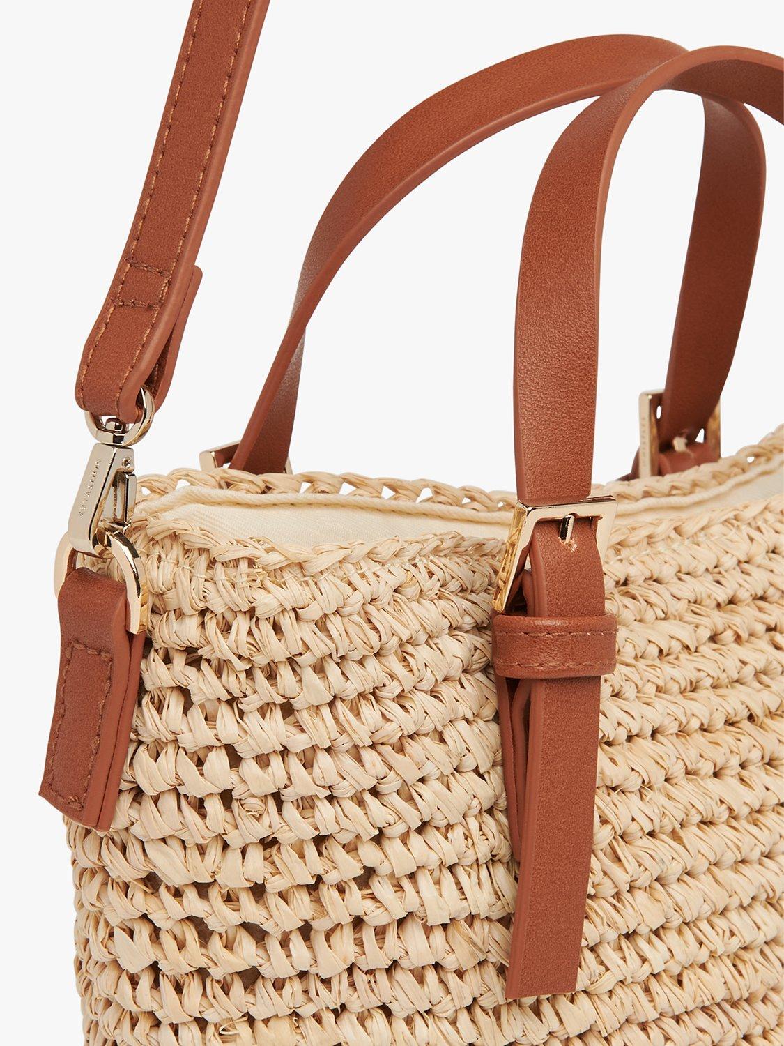 Product image 4 of 5, which shows Whistles Kiki Mini Handle Straw Bag, Neutral, One Size
