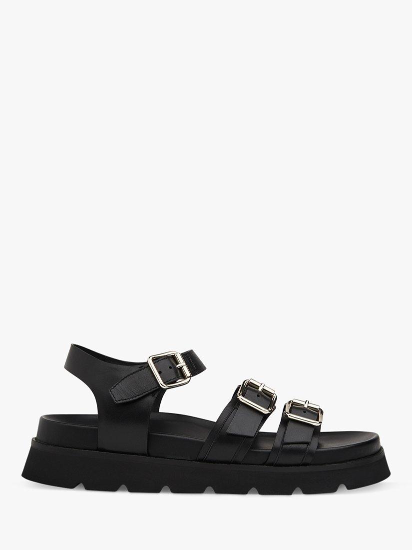 Product image 1 of 4, which shows Whistles Jemma Leather Triple Buckle Sandals, Black, 3