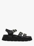 Whistles Jemma Leather Triple Buckle Sandals, Black