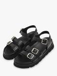 Whistles Jemma Leather Triple Buckle Sandals, Black