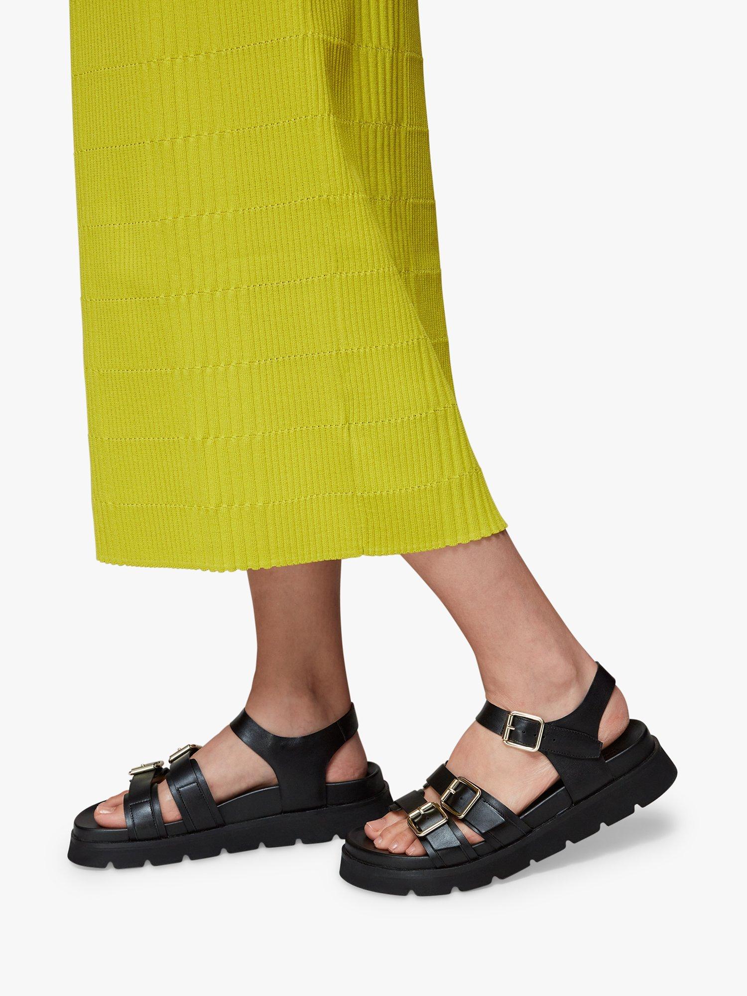 Product image 4 of 4, which shows Whistles Jemma Leather Triple Buckle Sandals, Black, 3