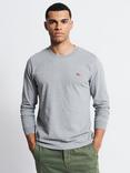 Aubin Buttermere Long Sleeve Cotton Logo T-Shirt, Grey Marl