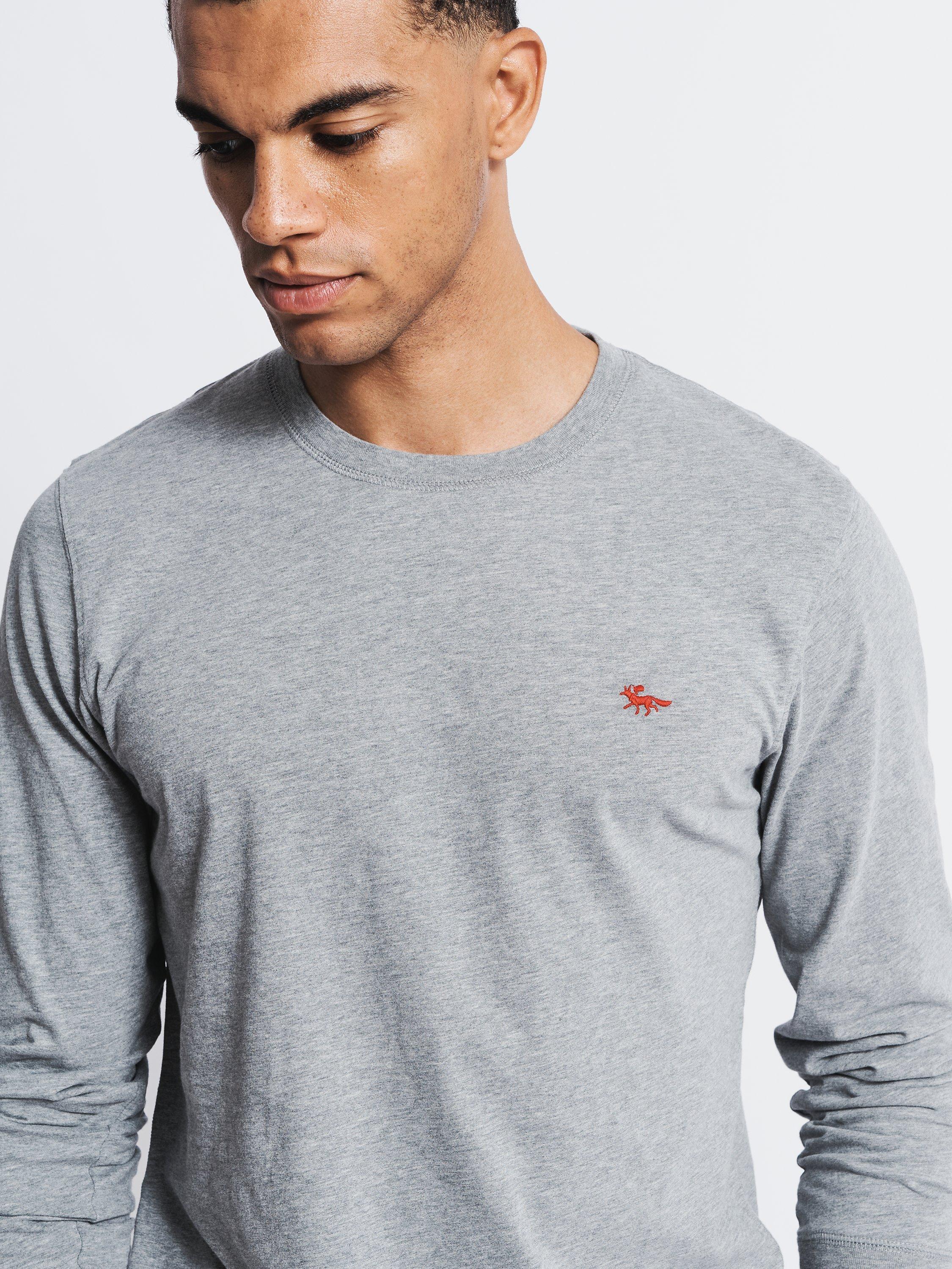 Product image 3 of 5, which shows Aubin Buttermere Long Sleeve Cotton Logo T-Shirt, Grey Marl, XXL