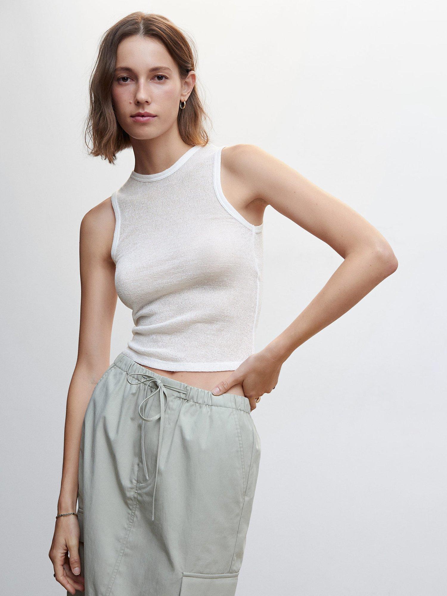 Mango Maria Semi-Transparent Top, White