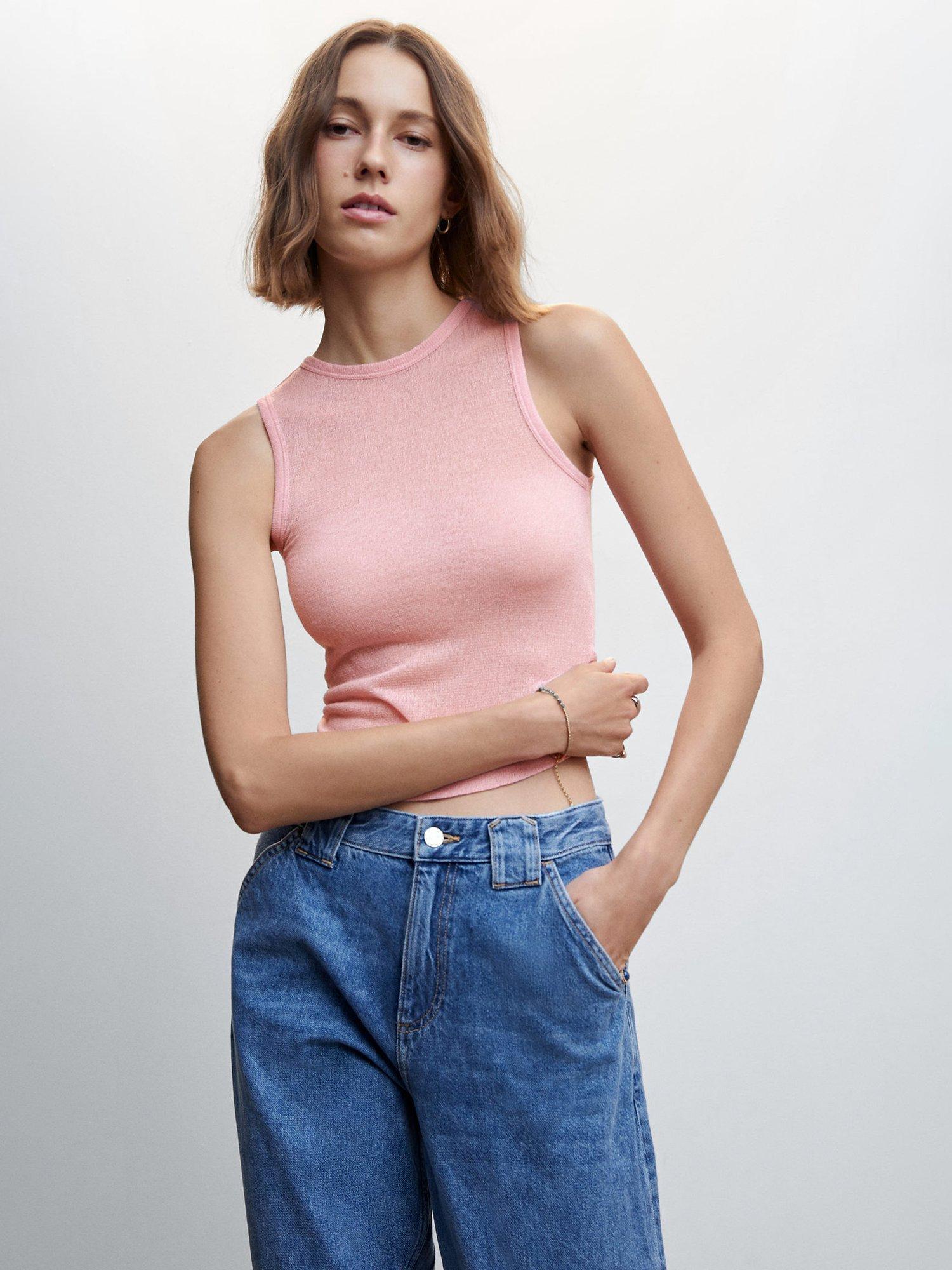 Mango Maria Semi-Transparent Top, Pastel Pink