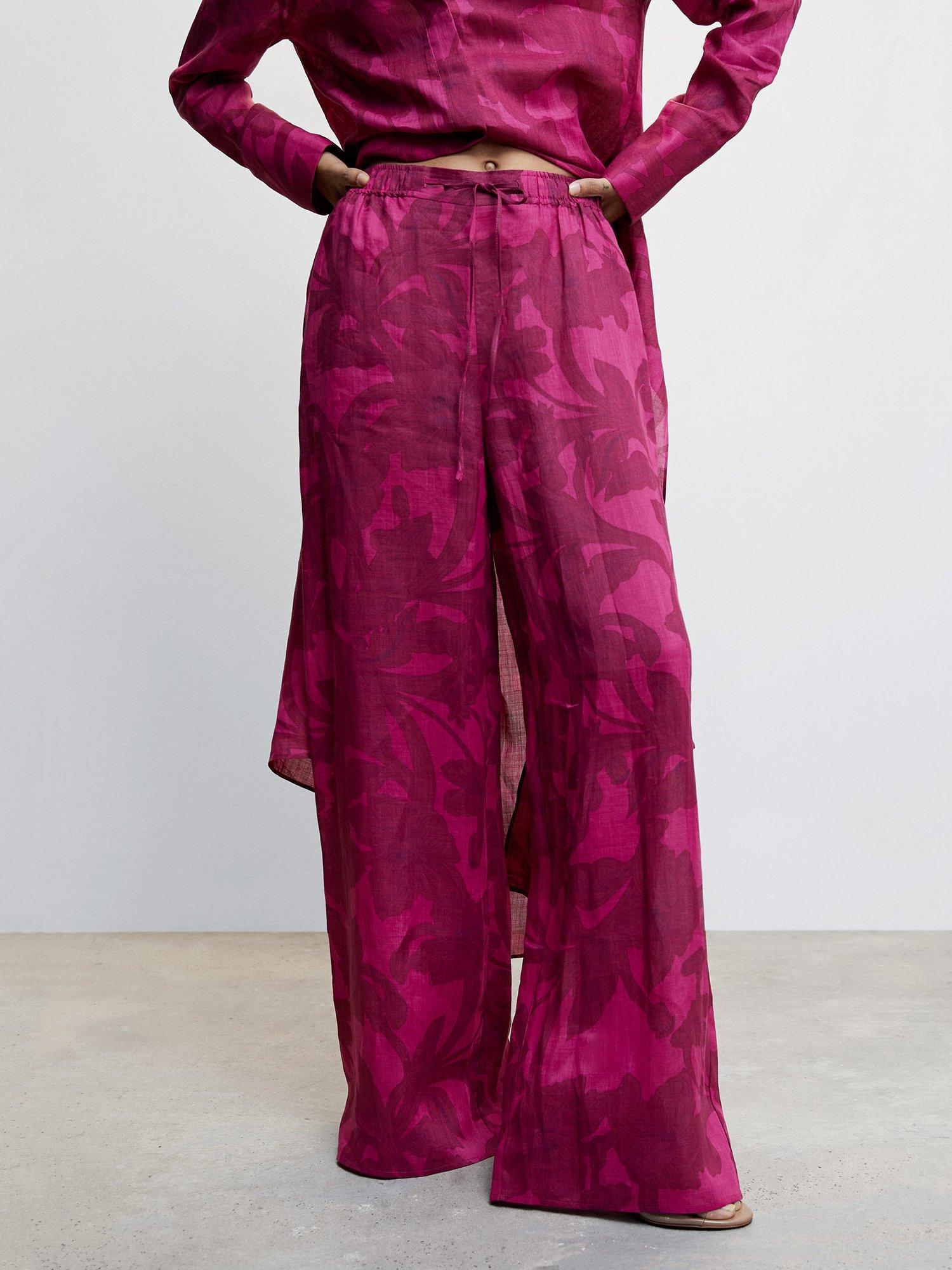 Mango Tierra-A Printed Trousers, Pink