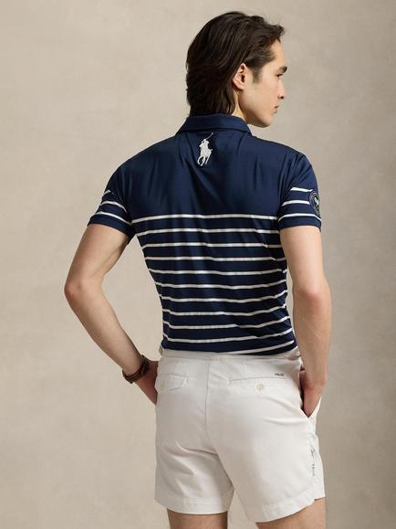 Polo Ralph Lauren X Wimbledon Ball Boy Striped Polo Top, French Navy - view 2, French Navy